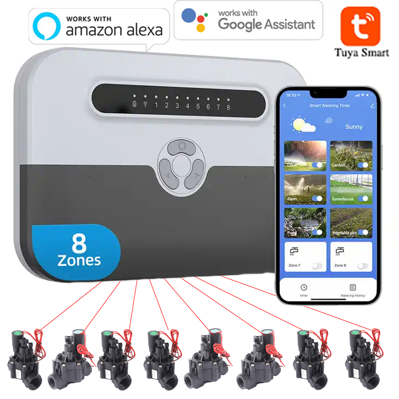 Smart Garden At Home - 8-Stationen WLAN Smart Sprinkler-Controller und Magnetventil-Bewässerungssystem